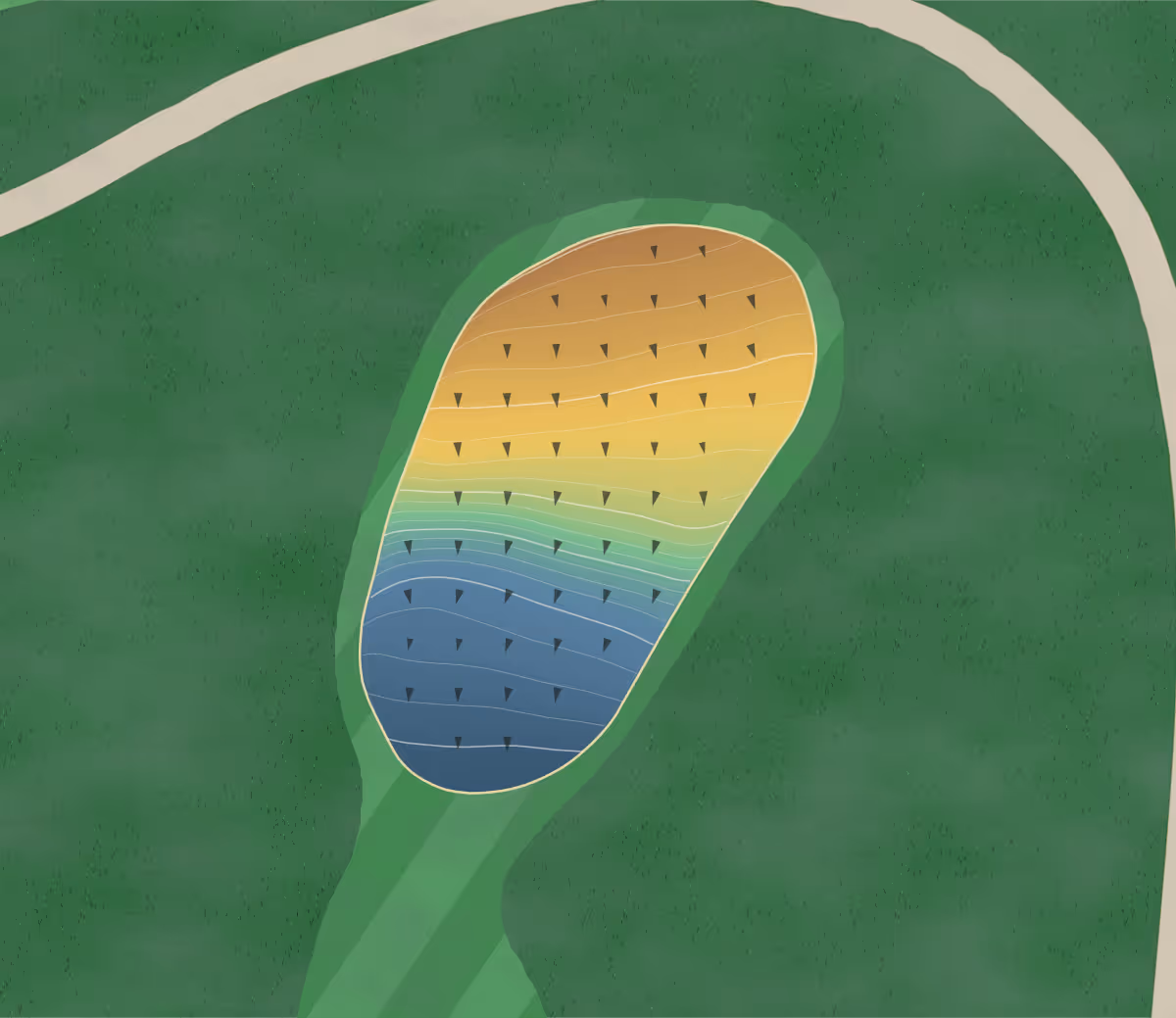 Green contour map of Speidel Palmer in Washington, Pennsylvania — 210 elevation contours at a 3-inch interval with fall-line arrows, traced from 1-meter lidar