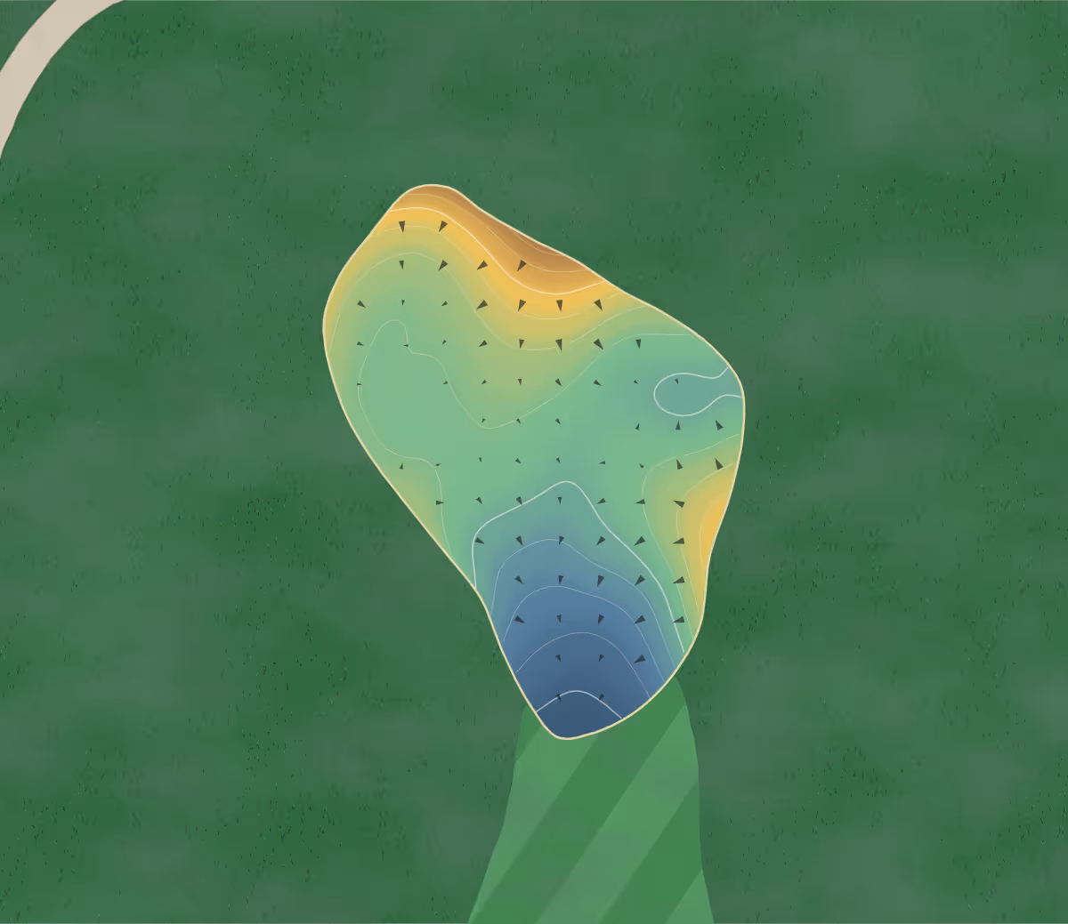 Green contour map of Spirit Hollow in Burlington, Iowa — 168 elevation contours at a 3-inch interval with fall-line arrows, traced from 1-meter lidar