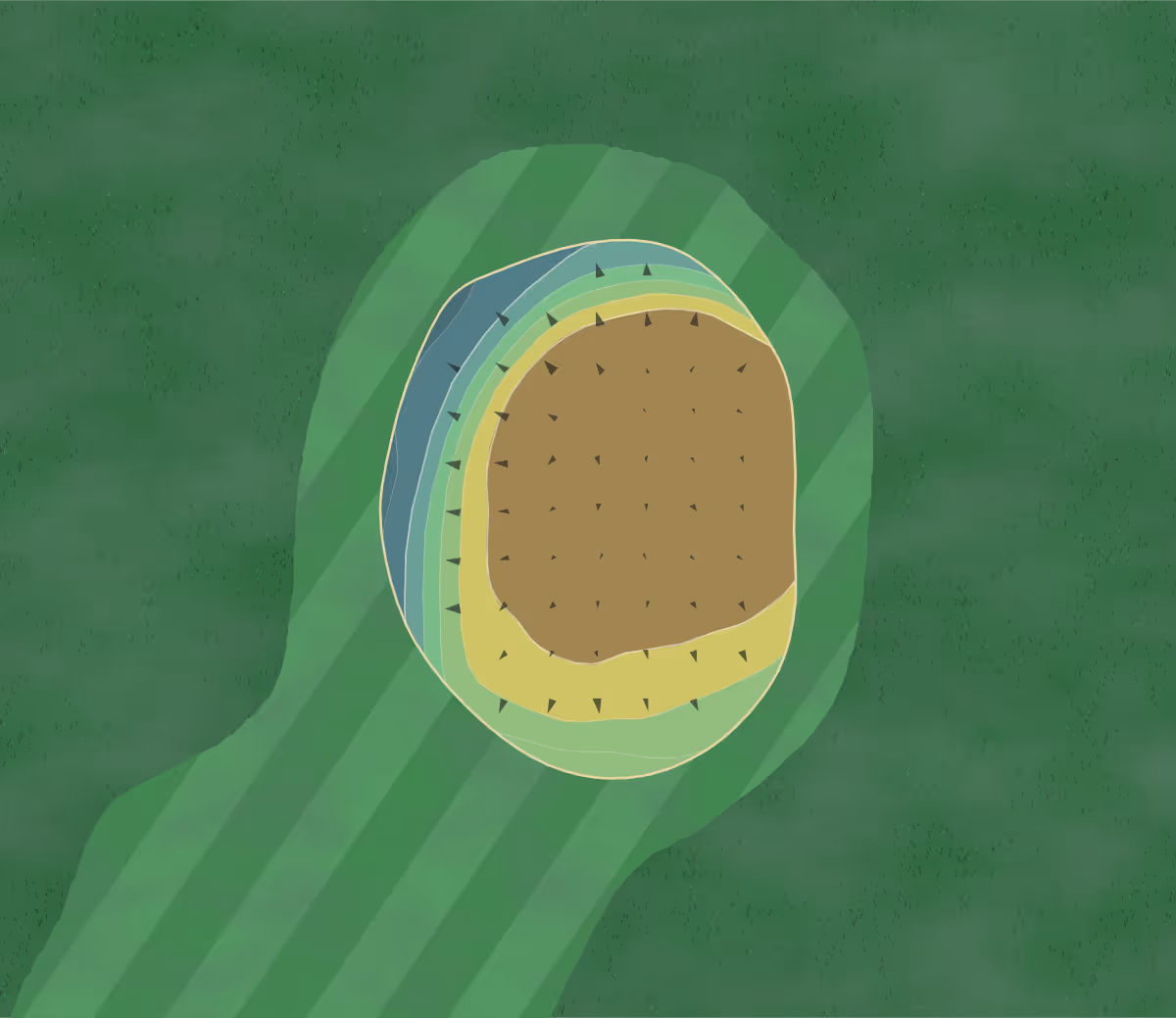 Green contour map of Split Rock in Ipswich, South Dakota — 76 elevation contours at a 3-inch interval with fall-line arrows, traced from 1-meter lidar