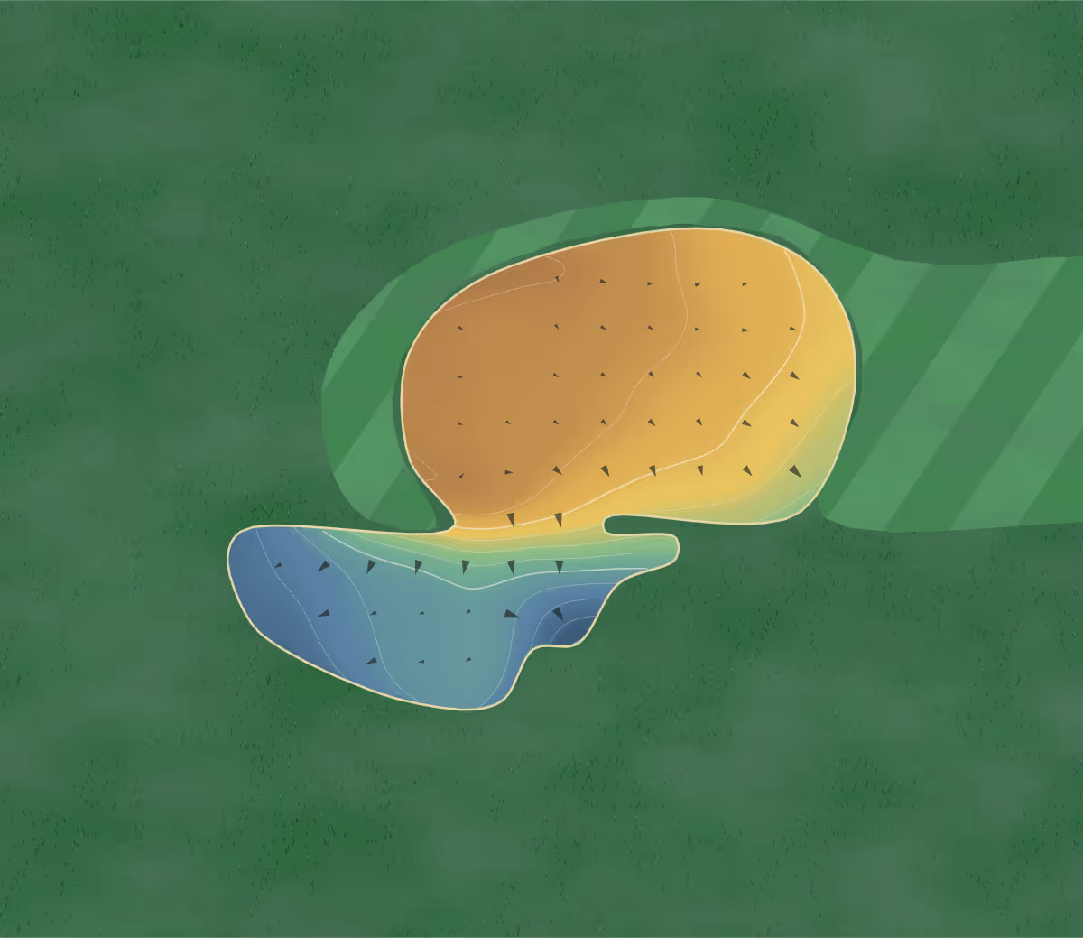 Green contour map of Spring Green in Spring Green, Wisconsin: 70 elevation contours at a 3-inch interval with fall-line arrows, traced from 1-meter lidar