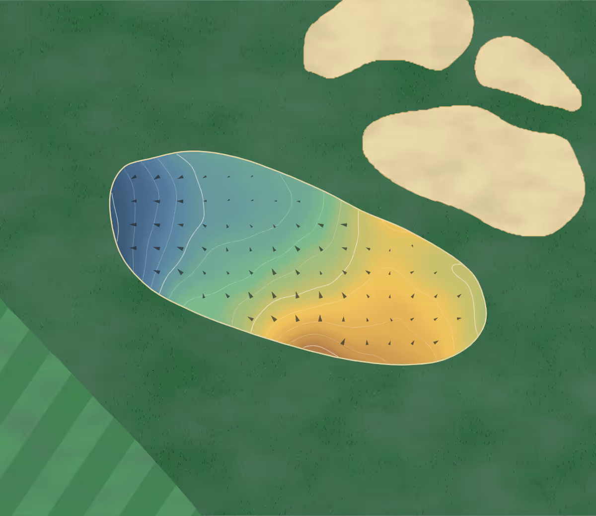 Green contour map of Spring Hollow in Spring City, Pennsylvania: 111 elevation contours at a 3-inch interval with fall-line arrows, traced from 1-meter lidar