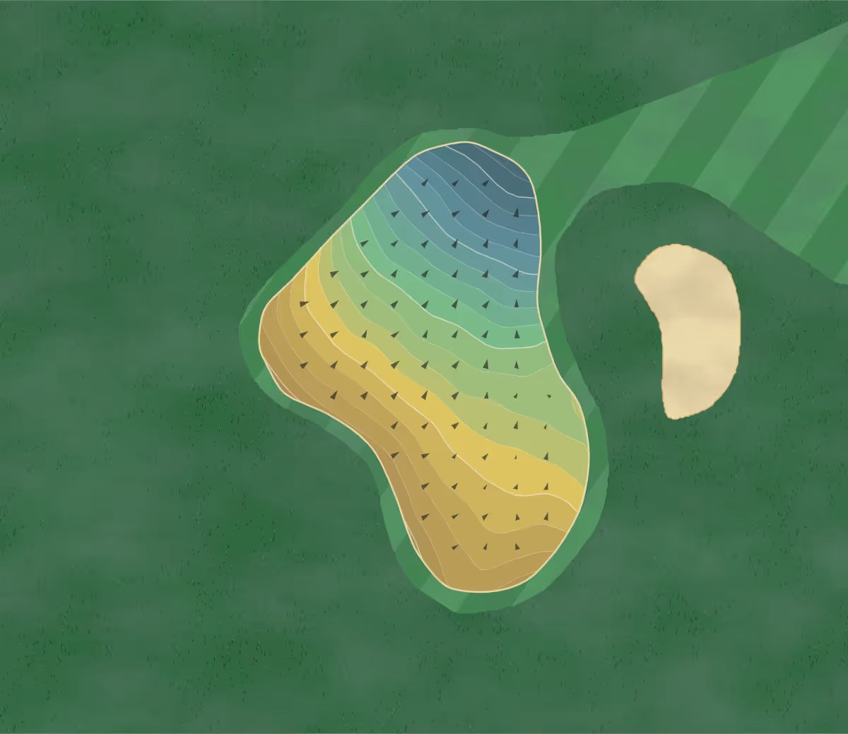 Green contour map of Spring Meadow in Farmingdale, New Jersey — 181 elevation contours at a 3-inch interval with fall-line arrows, traced from 1-meter lidar