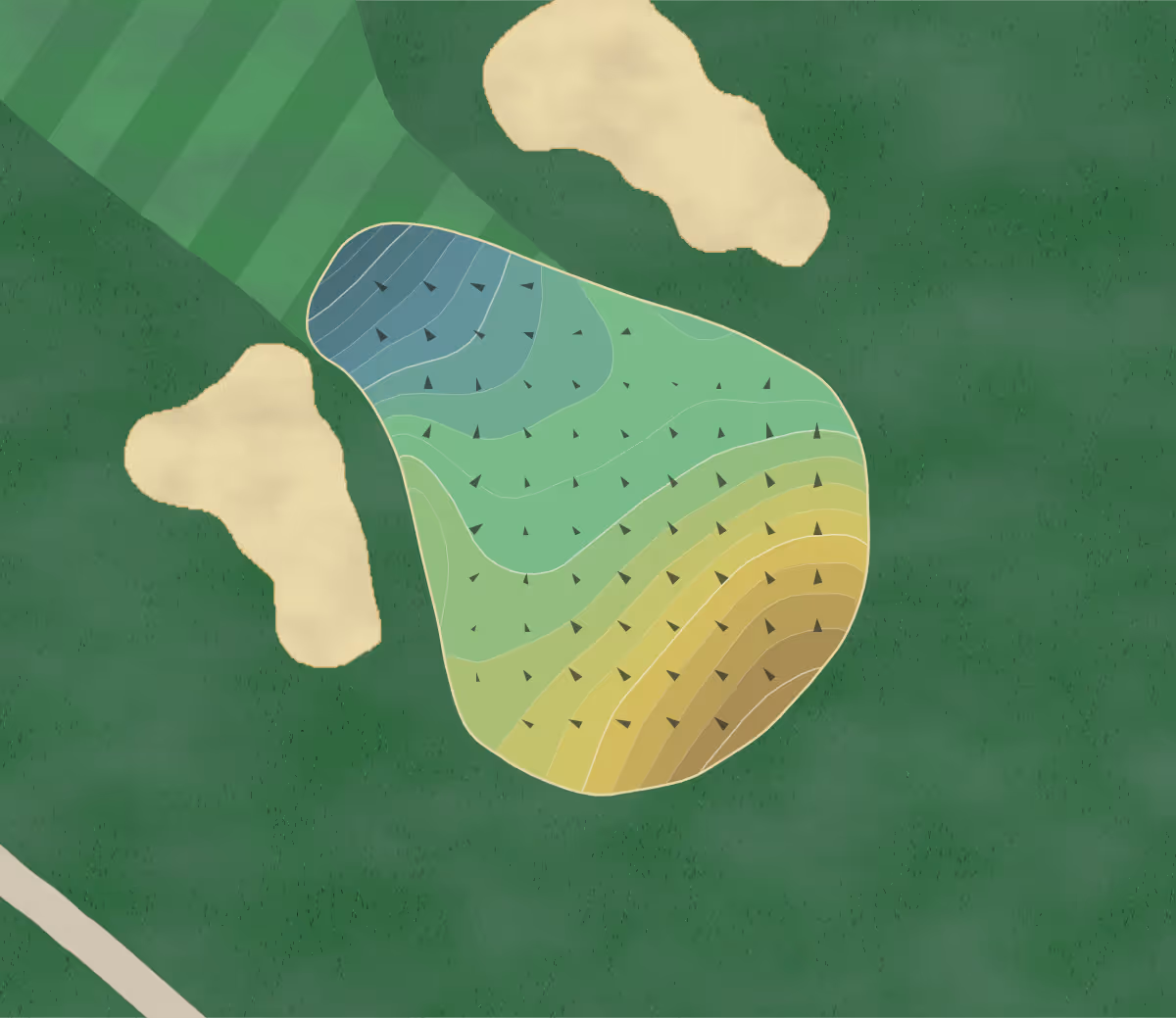 Green contour map of Spring Mill in Ivyland, Pennsylvania — 177 elevation contours at a 3-inch interval with fall-line arrows, traced from 1-meter lidar