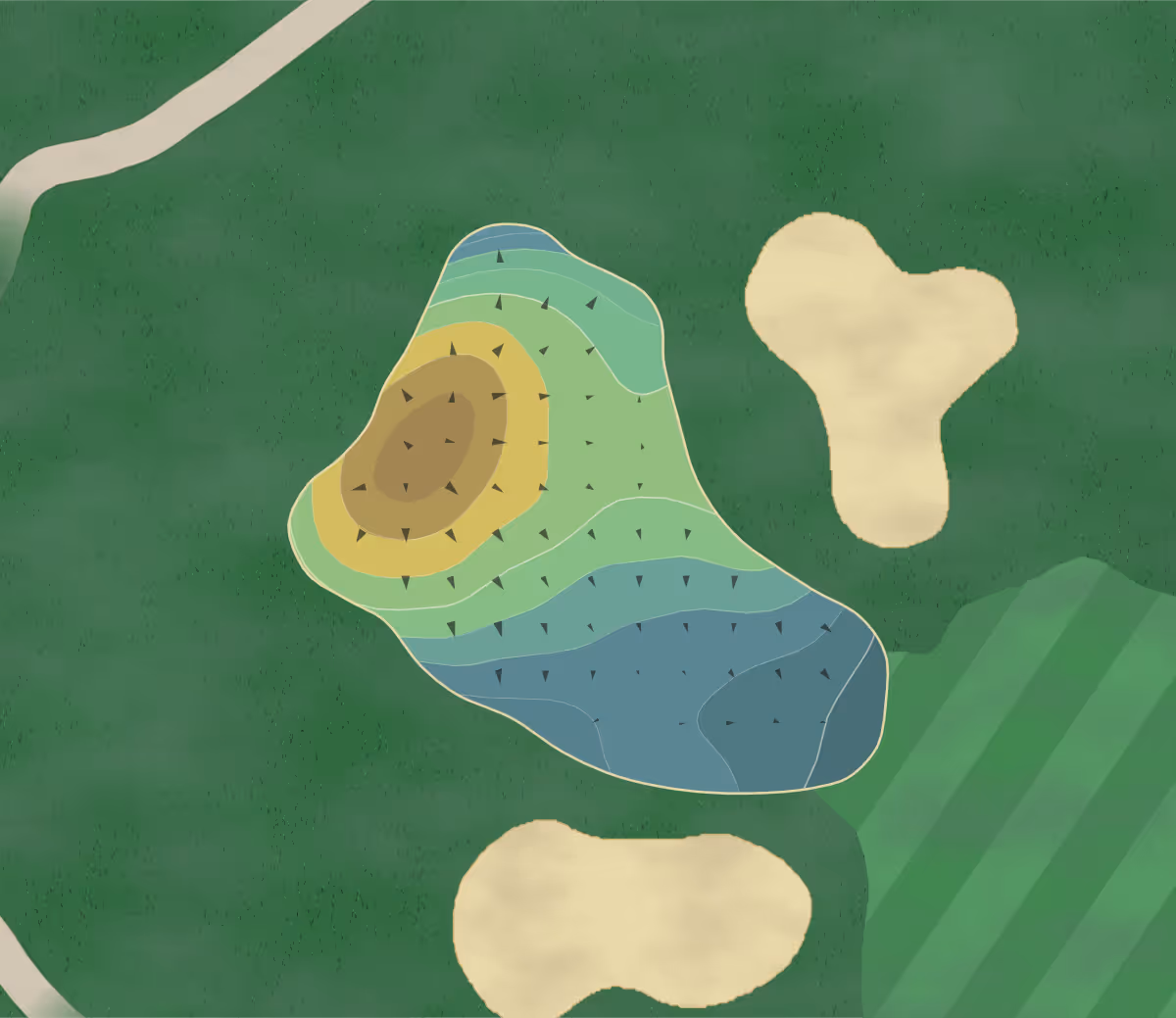 Green contour map of Spring Valley in Livermore, Iowa — 193 elevation contours at a 3-inch interval with fall-line arrows, traced from 1-meter lidar