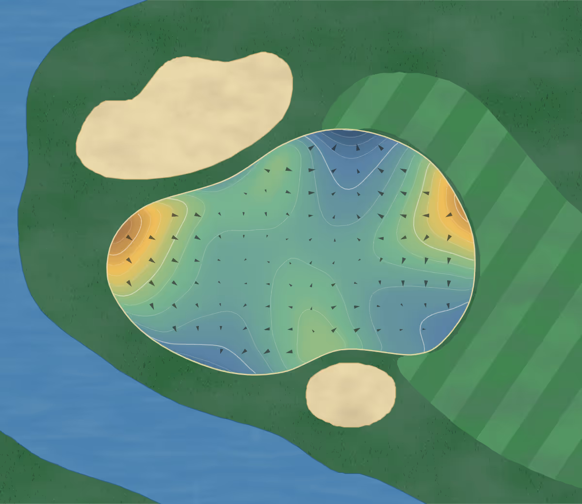 Green contour map of Squires in Ambler, Pennsylvania — 235 elevation contours at a 3-inch interval with fall-line arrows, traced from 1-meter lidar