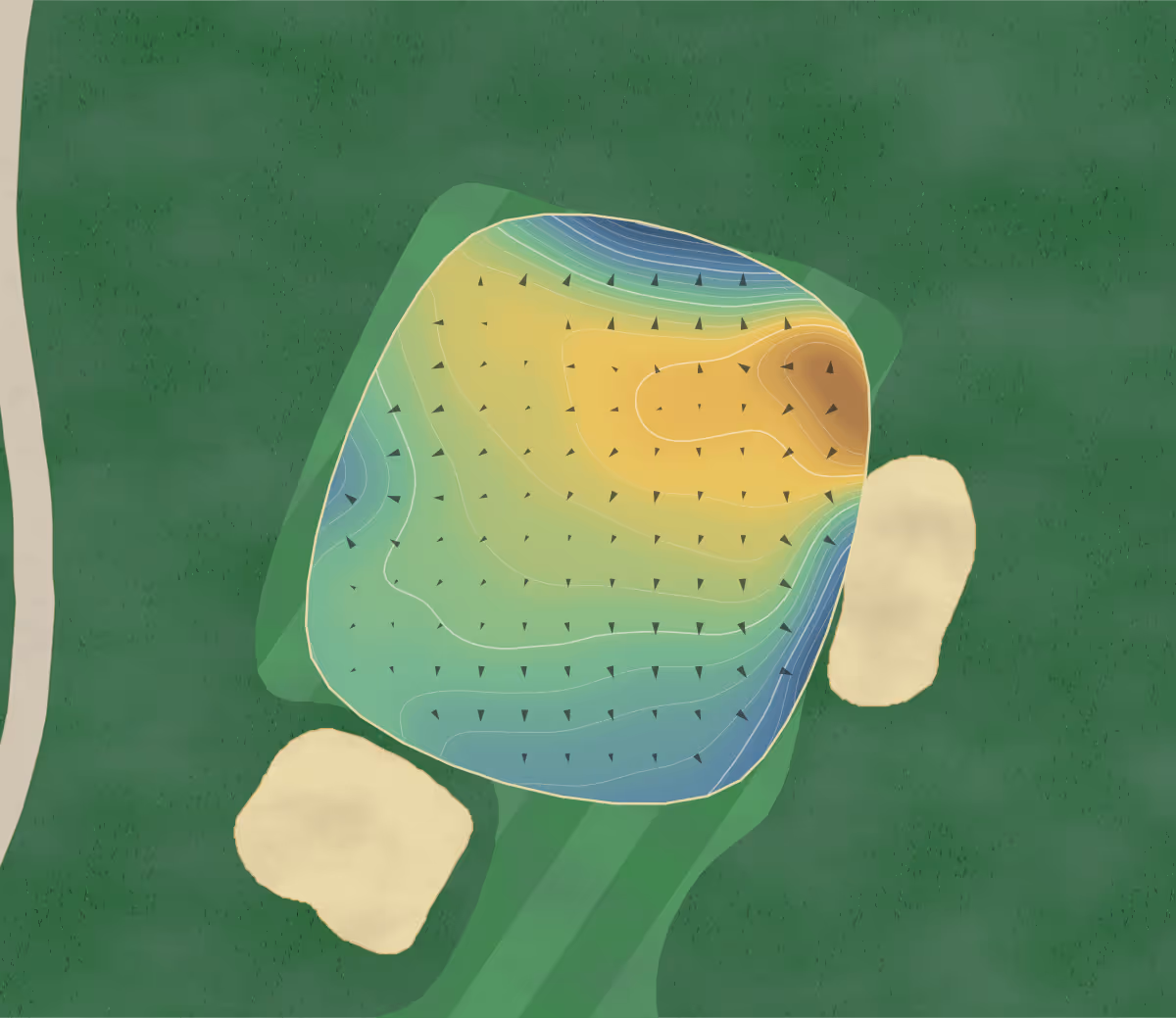 Green contour map of St. James in St. James, Minnesota: 140 elevation contours at a 3-inch interval with fall-line arrows, traced from 1-meter lidar