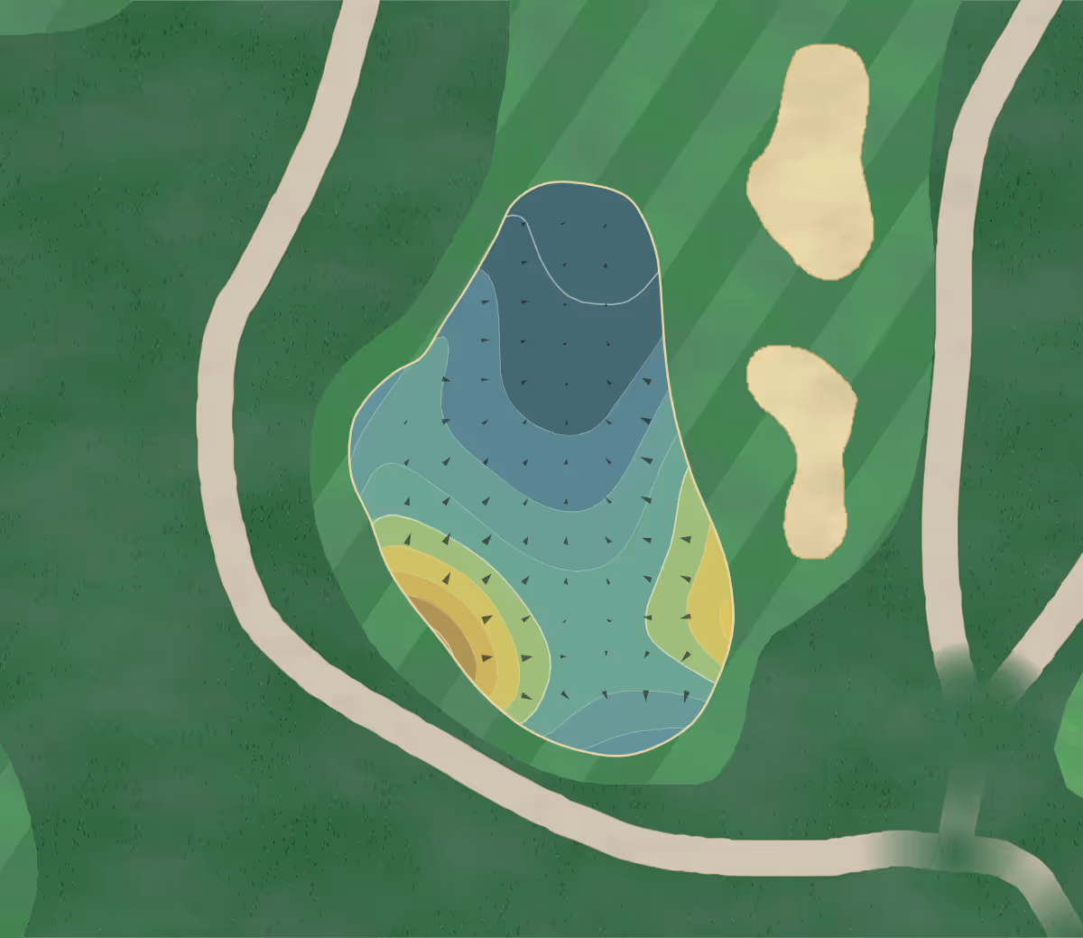 Green contour map of St Peters in St. Peters, Missouri — 187 elevation contours at a 3-inch interval with fall-line arrows, traced from 1-meter lidar
