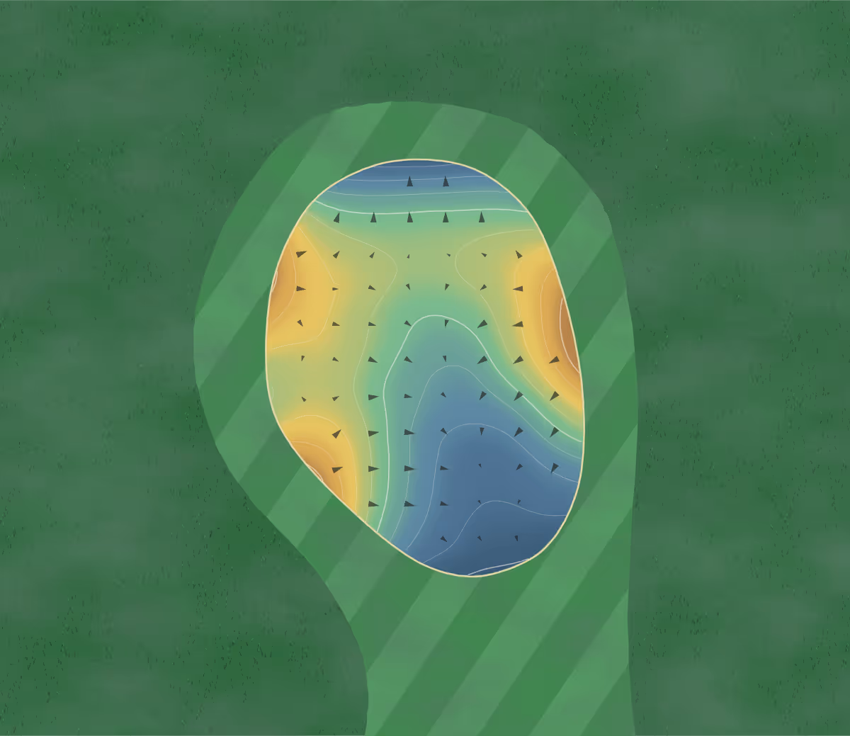 Green contour map of Prairie Pines in Lakin, Kansas: 74 elevation contours at a 3-inch interval with fall-line arrows, traced from 1-meter lidar