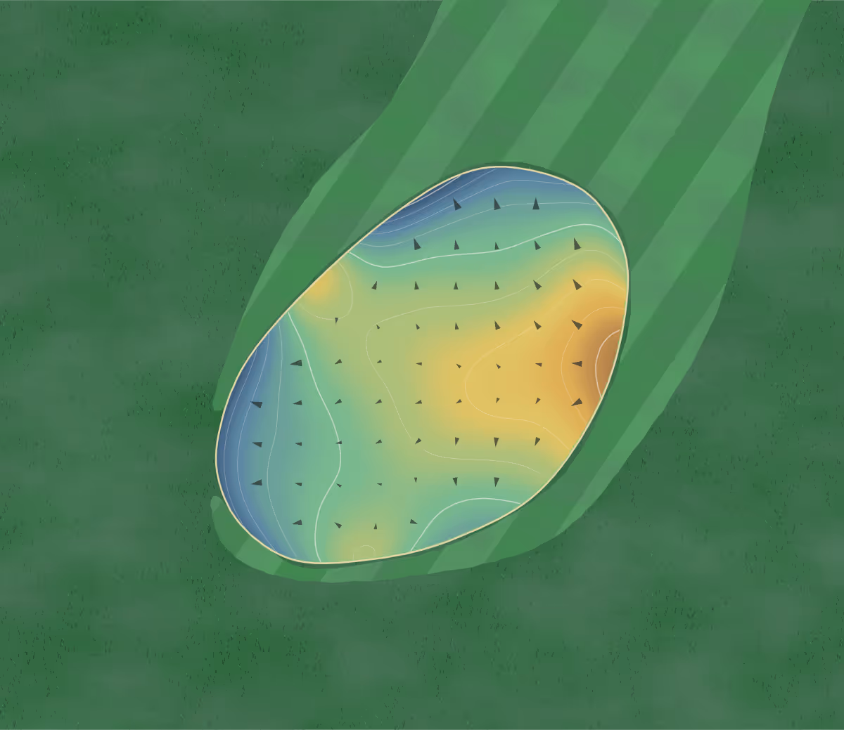 Green contour map of Starkville in Starkville, Mississippi: 152 elevation contours at a 3-inch interval with fall-line arrows, traced from 1-meter lidar