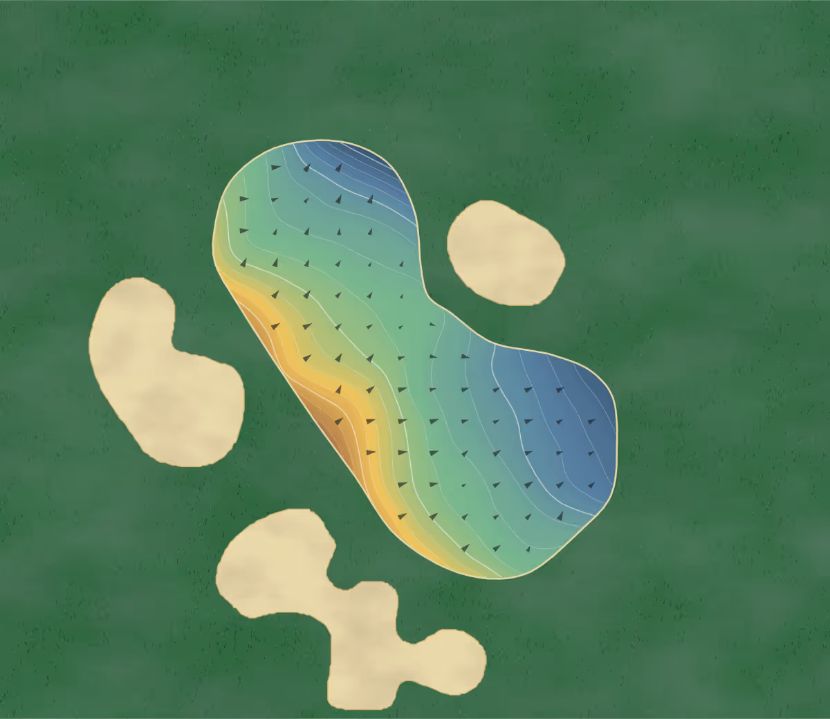 Green contour map of Starmount Forest in Greensboro, North Carolina: 251 elevation contours at a 3-inch interval with fall-line arrows, traced from 1-meter lidar