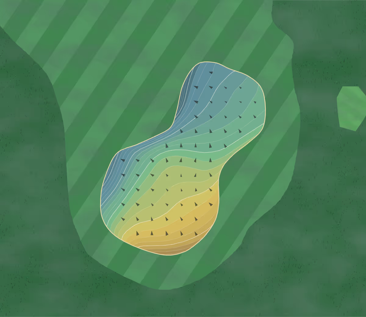 Green contour map of Starr Pass in Tucson, Arizona — 123 elevation contours at a 3-inch interval with fall-line arrows, traced from 1-meter lidar
