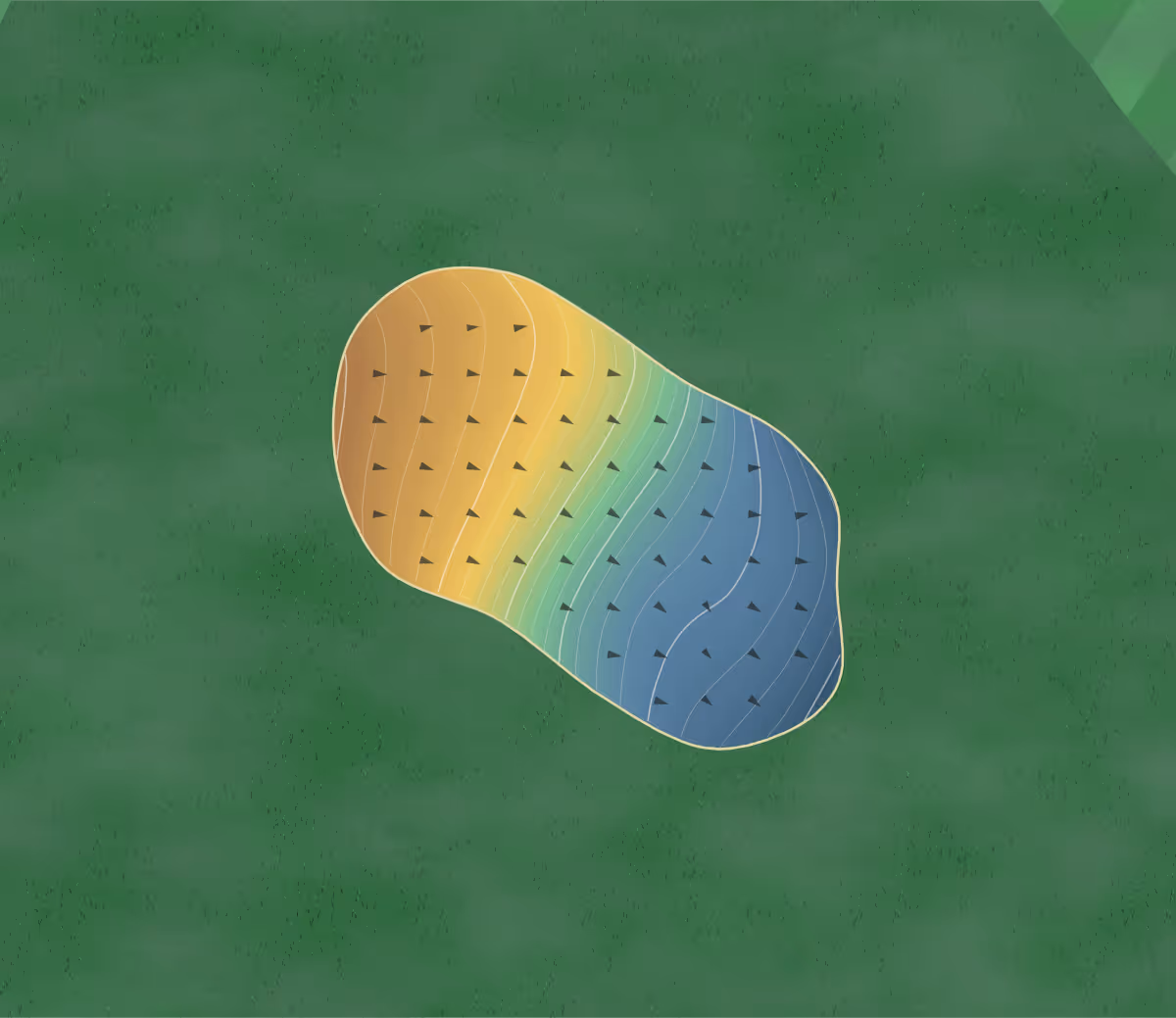 Green contour map of Stepaside in Kilternan, Ireland: 168 elevation contours at a 8-centimeter interval with fall-line arrows, traced from 1-meter lidar