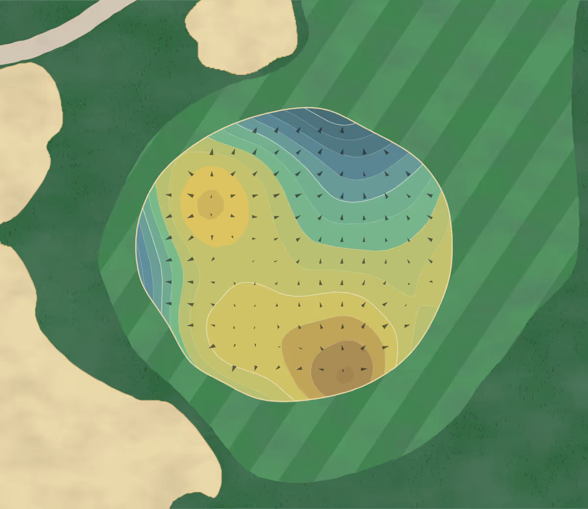 Green contour map of Stevens Point in Stevens Point, Wisconsin — 232 elevation contours at a 3-inch interval with fall-line arrows, traced from 1-meter lidar