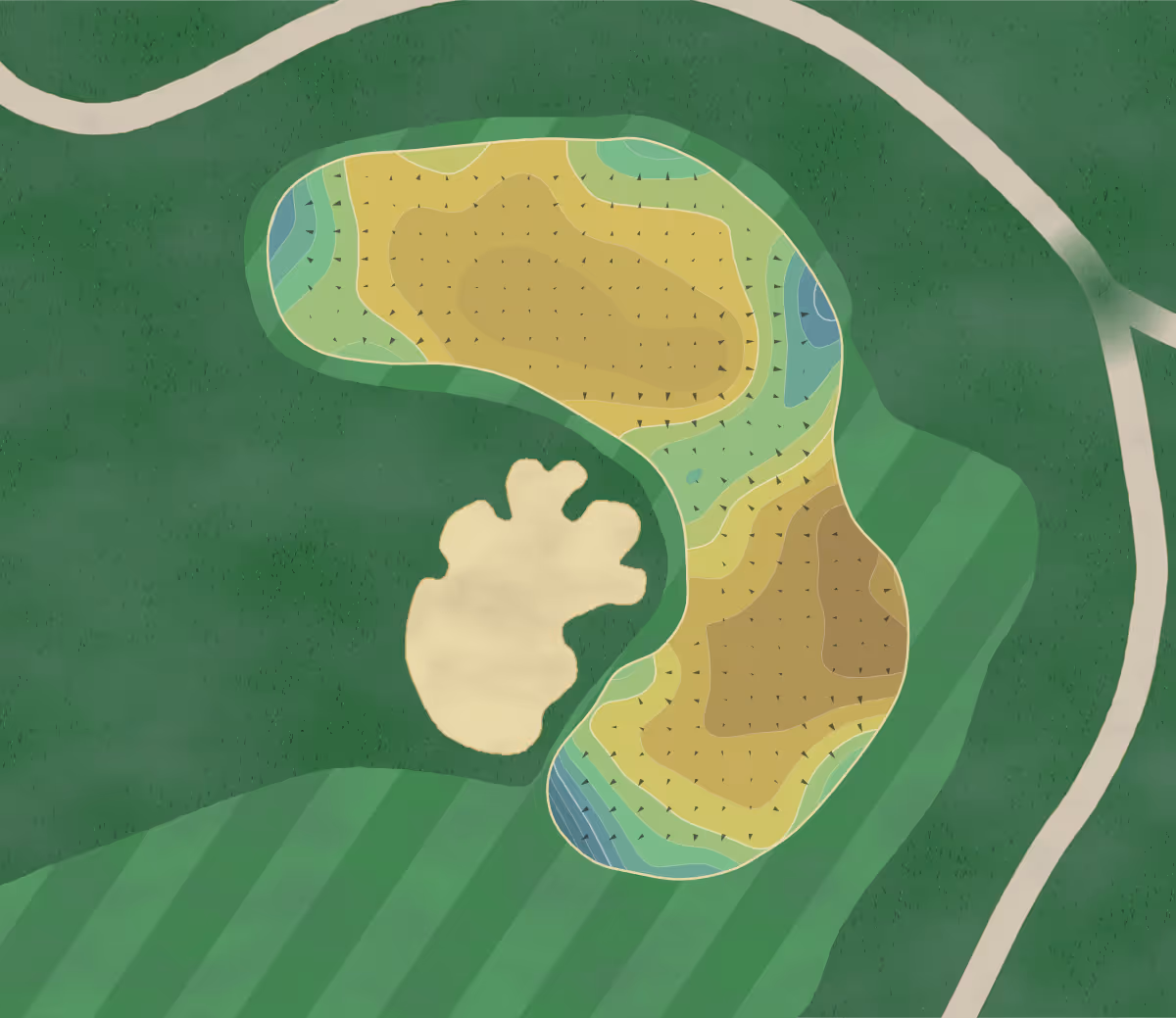 Green contour map of Stone Canyon in Blue Springs, Missouri — 193 elevation contours at a 3-inch interval with fall-line arrows, traced from 1-meter lidar