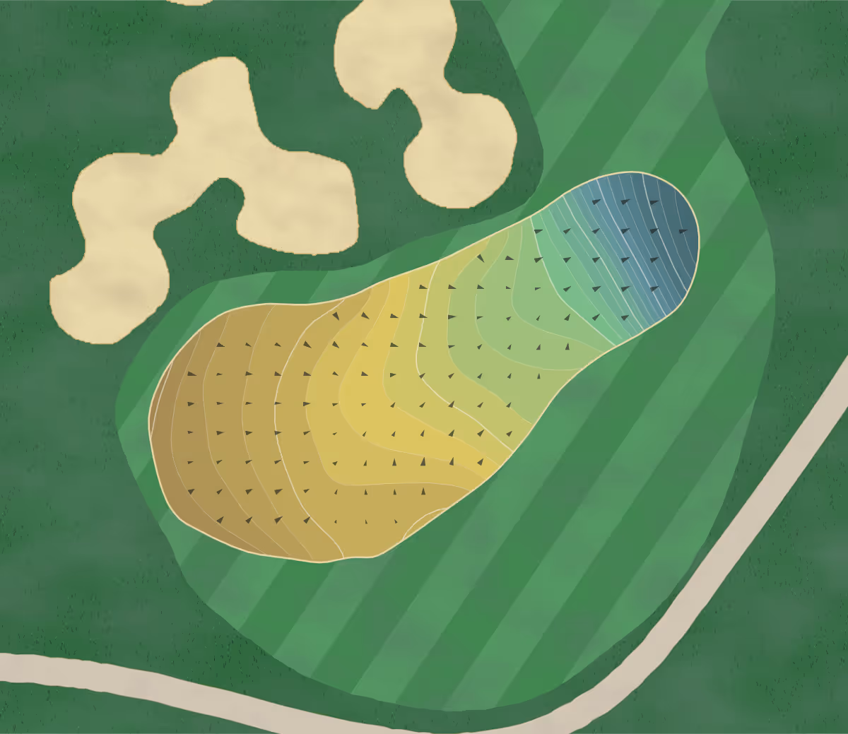 Green contour map of Stone Creek in Oregon City, Oregon — 208 elevation contours at a 3-inch interval with fall-line arrows, traced from 1-meter lidar