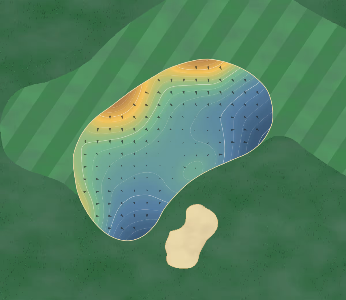 Green contour map of Stonebridge in Aurora, Illinois: 237 elevation contours at a 3-inch interval with fall-line arrows, traced from 1-meter lidar