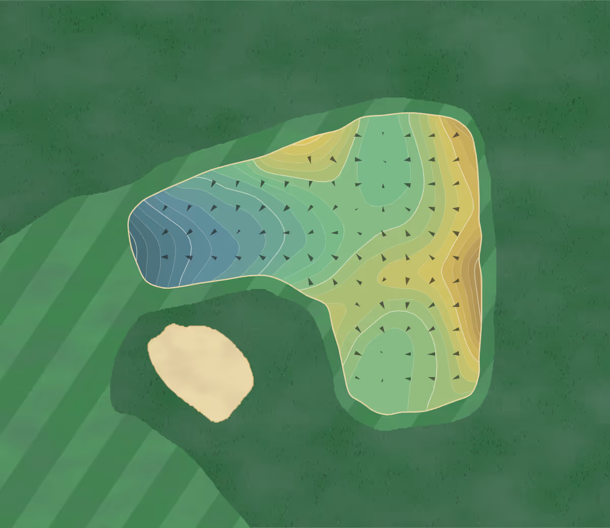 Green contour map of Stonebridge Country in Smithtown, New York — 204 elevation contours at a 3-inch interval with fall-line arrows, traced from 1-meter lidar