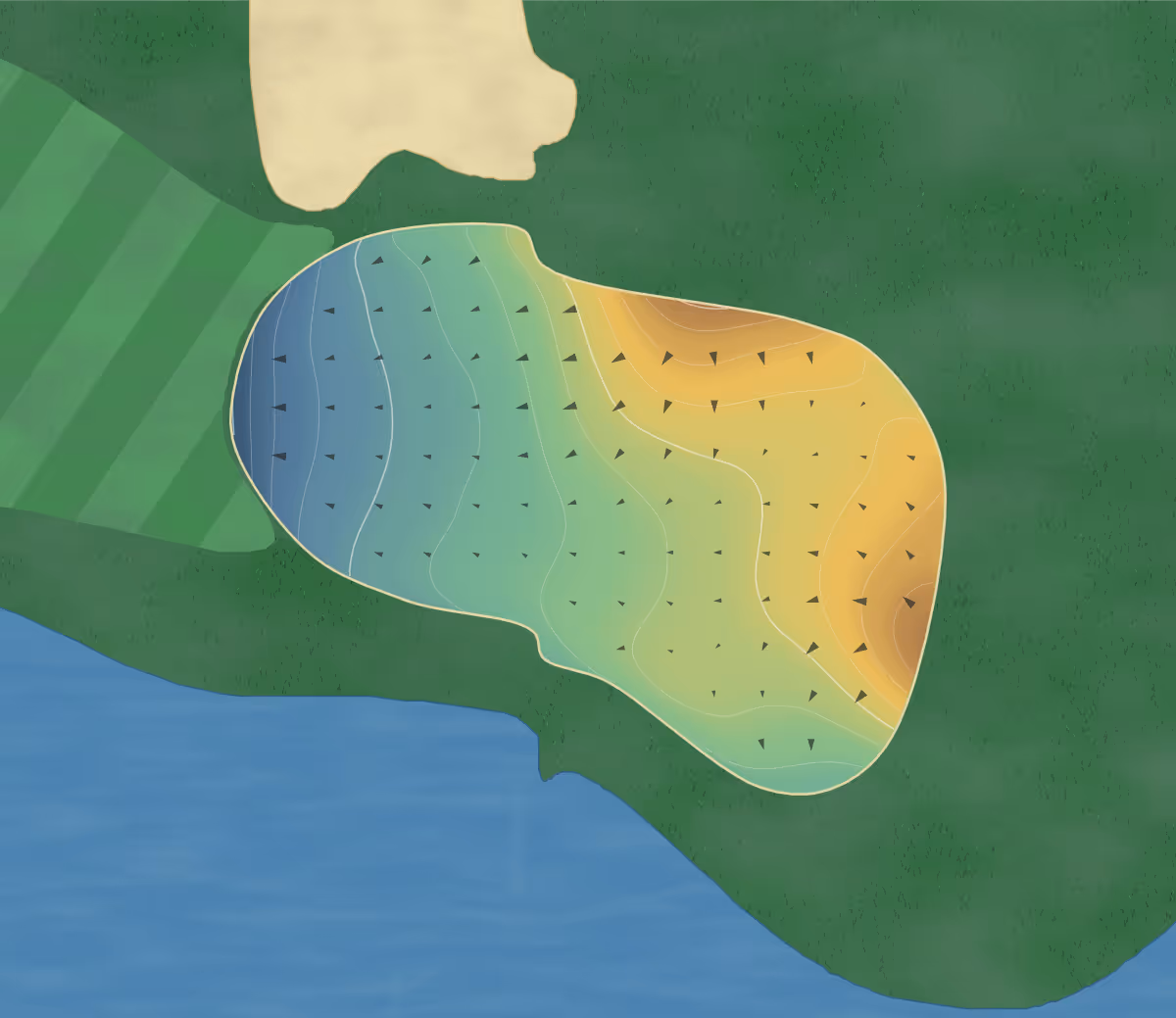 Green contour map of Stonebridge in North Salt Lake, Utah: 116 elevation contours at a 3-inch interval with fall-line arrows, traced from 1-meter lidar