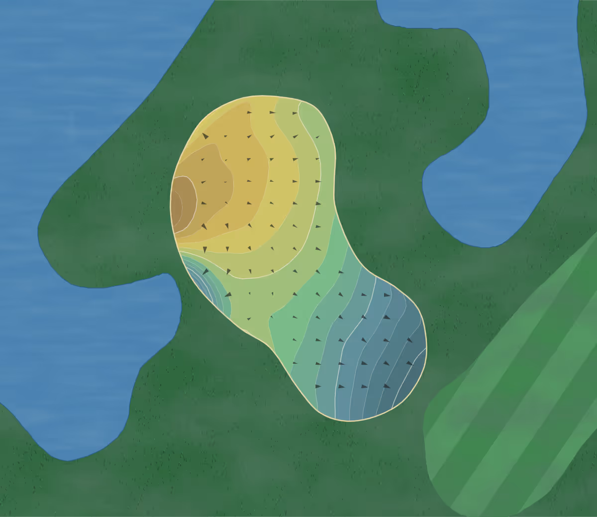 Green contour map of Stonebrook in Pace, Florida — 233 elevation contours at a 3-inch interval with fall-line arrows, traced from 1-meter lidar