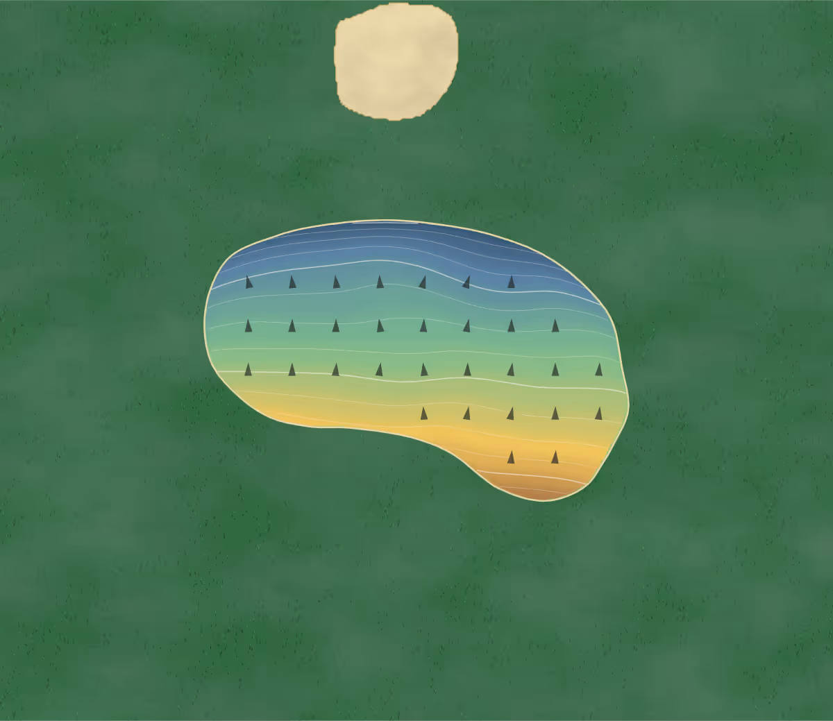 Green contour map of Stonegate Country Club at Summit Lakes in West Winfield, New York — 171 elevation contours at a 3-inch interval with fall-line arrows, traced from 1-meter lidar