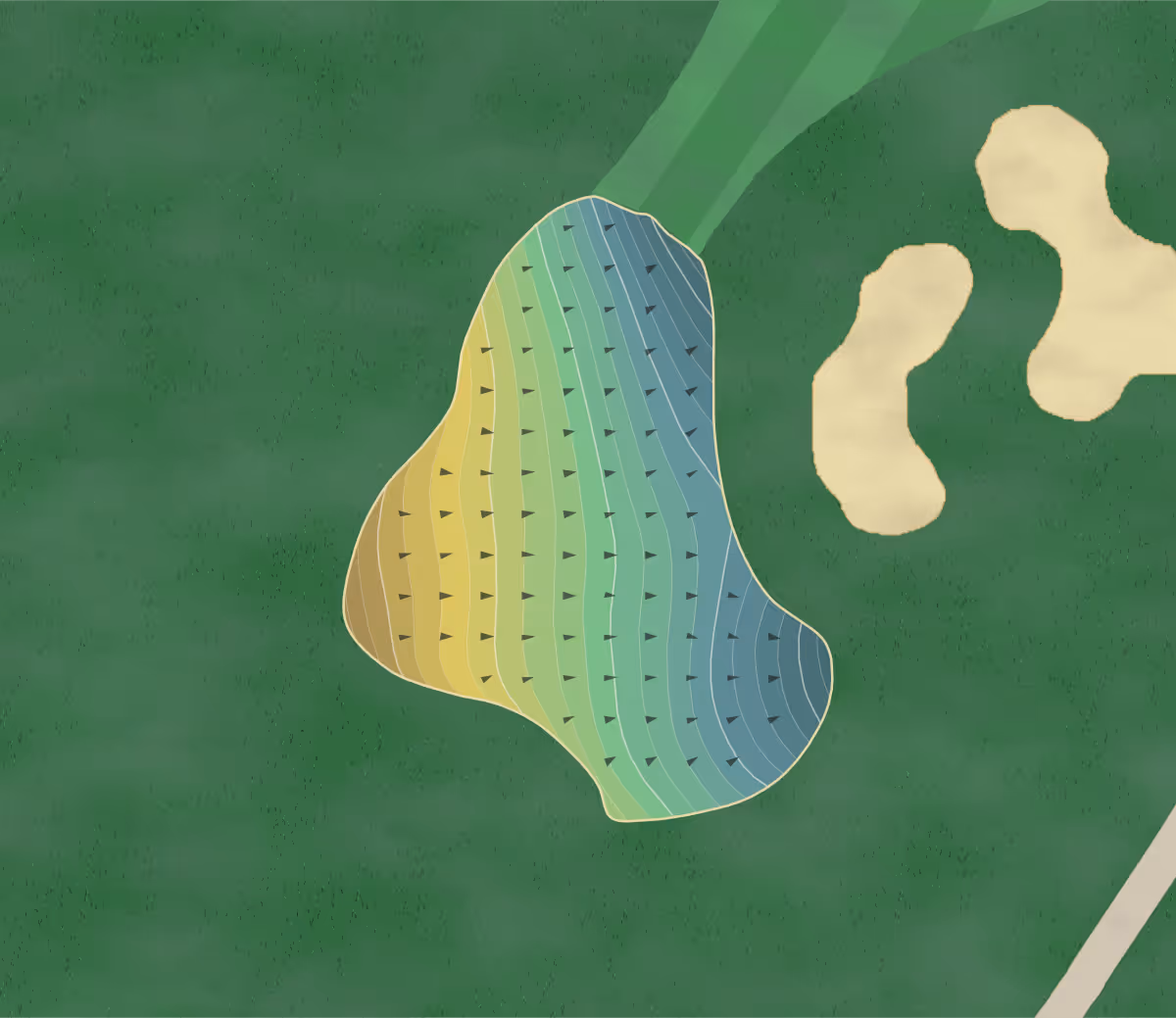 Green contour map of StoneHedge in Factoryville, Pennsylvania — 250 elevation contours at a 3-inch interval with fall-line arrows, traced from 1-meter lidar