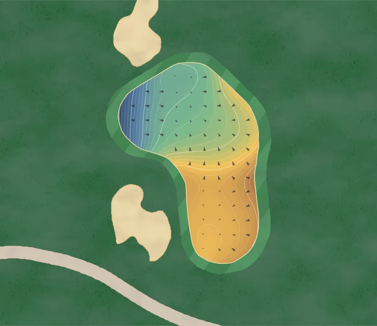 Green contour map of Stoneridge in Prescott Valley, Arizona — 329 elevation contours at a 3-inch interval with fall-line arrows, traced from 1-meter lidar