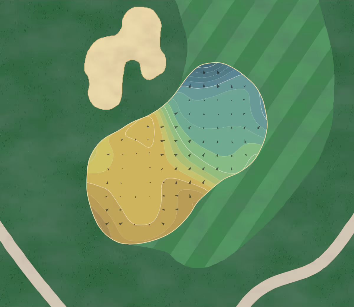 Green contour map of Stonewolf in Fairview Hgts, Illinois — 228 elevation contours at a 3-inch interval with fall-line arrows, traced from 1-meter lidar