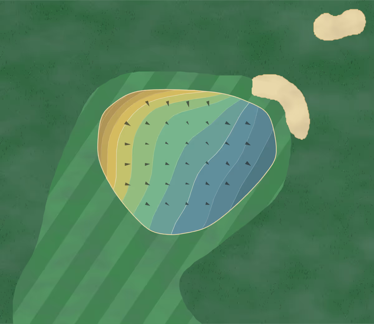 Green contour map of Stoney Creek in Arvada, Colorado — 72 elevation contours at a 3-inch interval with fall-line arrows, traced from 1-meter lidar