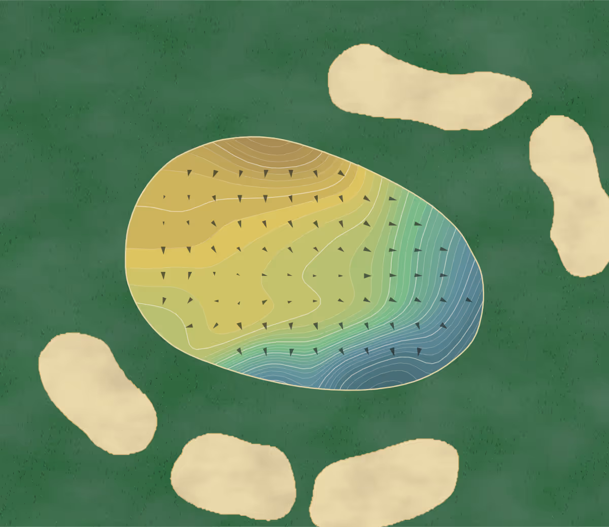 Green contour map of Stowe CC in Stowe, Vermont — 249 elevation contours at a 3-inch interval with fall-line arrows, traced from 1-meter lidar