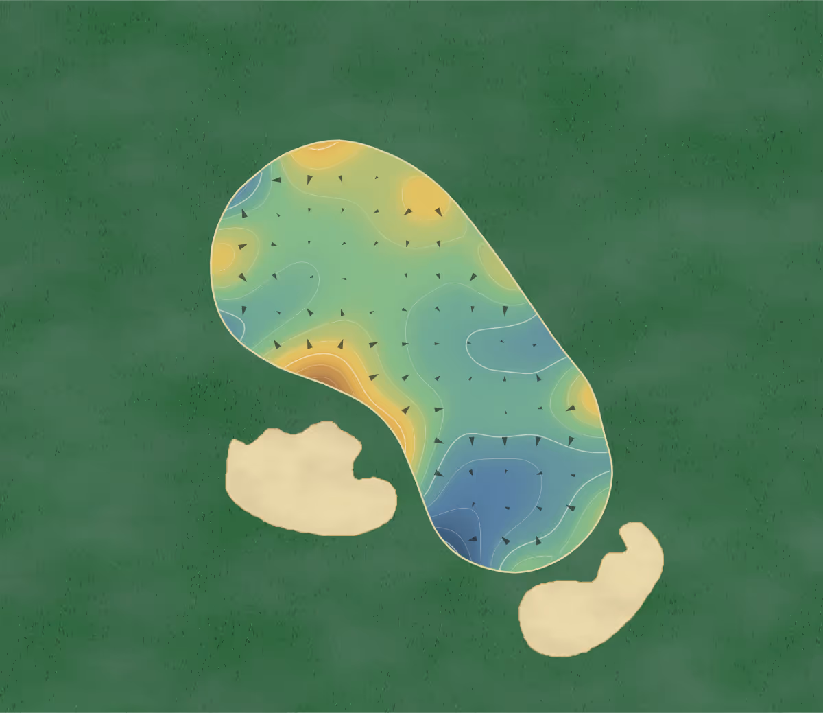 Green contour map of Strathfield in Sydney, Australia — 159 elevation contours at a 8-centimeter interval with fall-line arrows, traced from 1-meter lidar