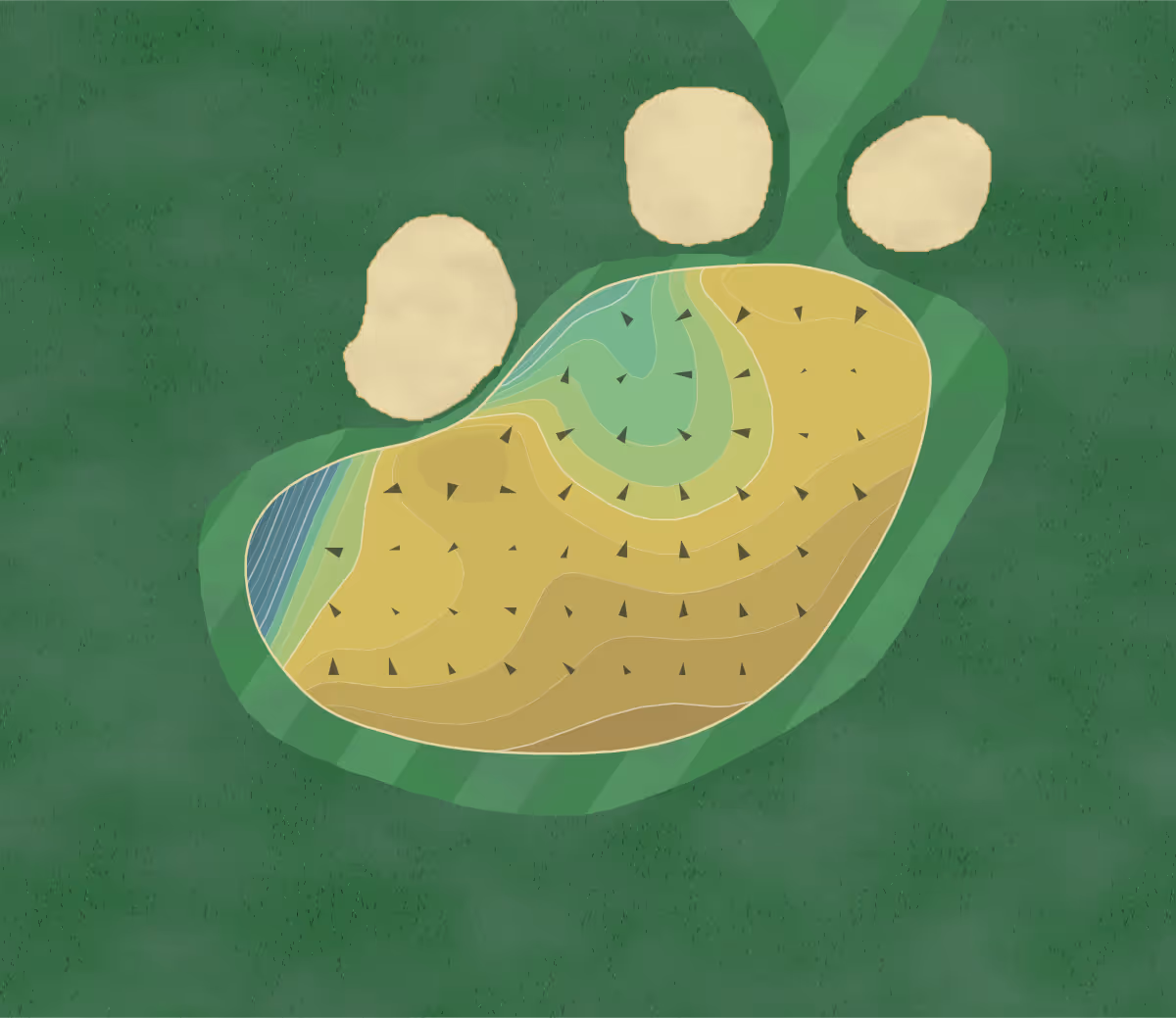 Green contour map of Strawberry Farms in Irvine, California — 189 elevation contours at a 3-inch interval with fall-line arrows, traced from 1-meter lidar