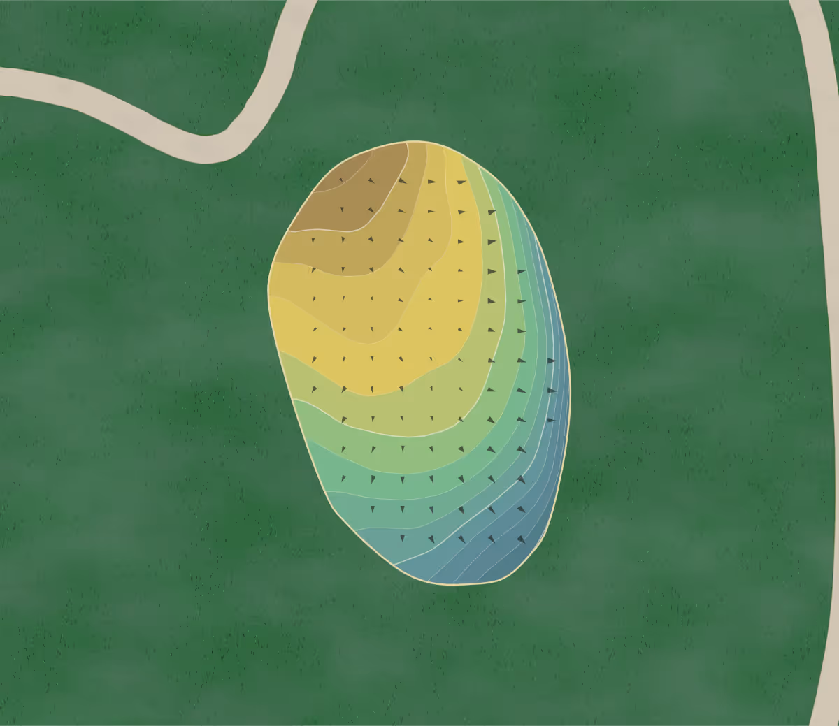 Green contour map of Strawberry Ridge in Harmony, Pennsylvania — 177 elevation contours at a 3-inch interval with fall-line arrows, traced from 1-meter lidar