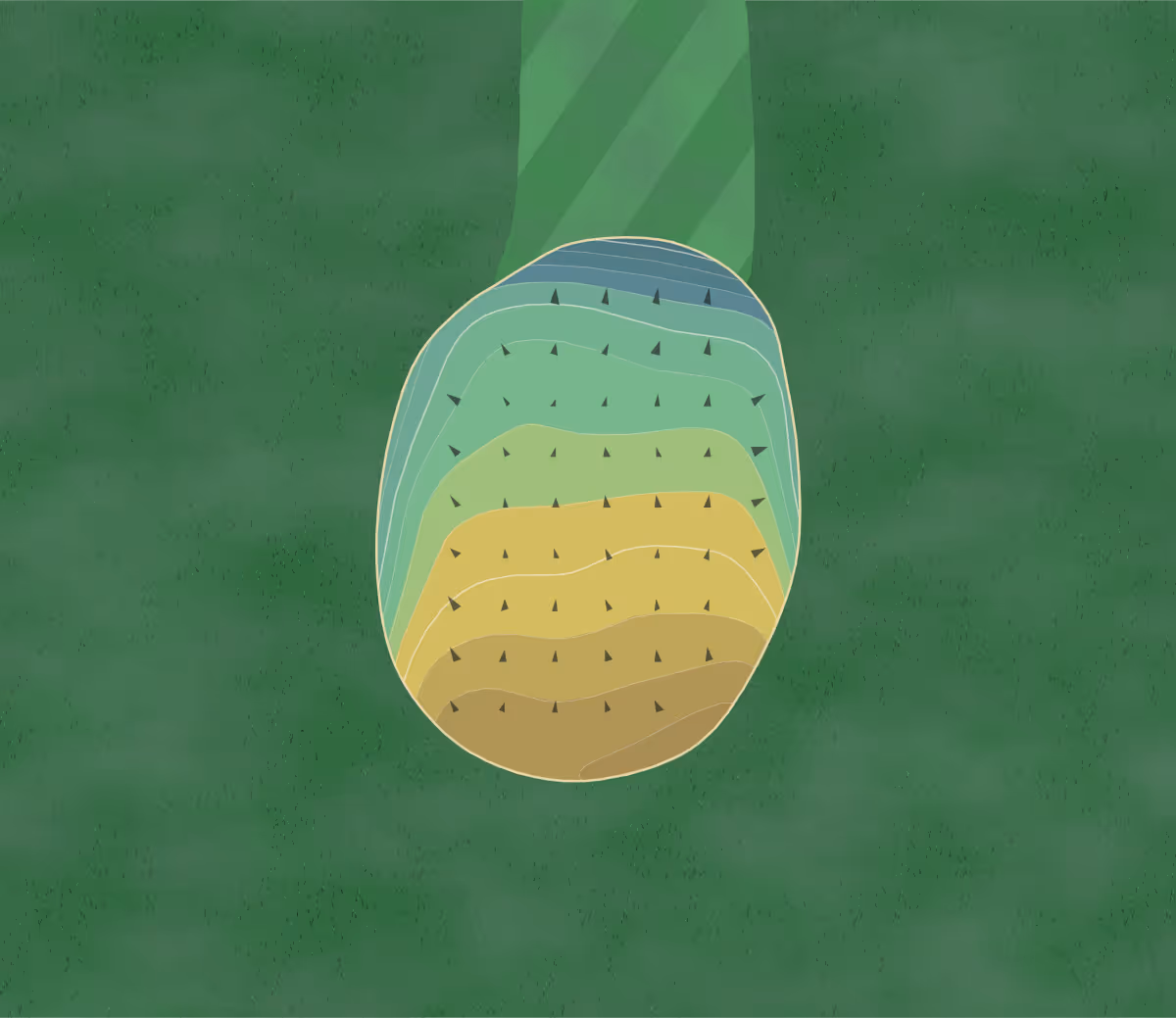 Green contour map of Suburban Golf Club in Bryan, Ohio — 165 elevation contours at a 3-inch interval with fall-line arrows, traced from 1-meter lidar
