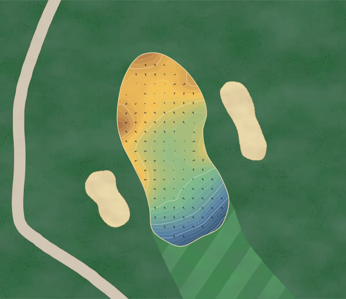 Green contour map of Sudden Valley in Bellingham, Washington: 230 elevation contours at a 3-inch interval with fall-line arrows, traced from 1-meter lidar