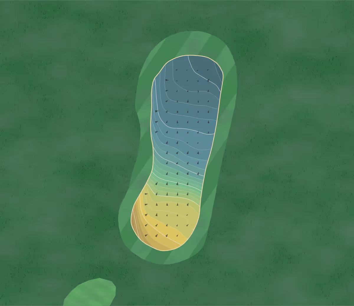 Green contour map of Sugarbrooke in Grand Rapids, Minnesota — 170 elevation contours at a 3-inch interval with fall-line arrows, traced from 1-meter lidar