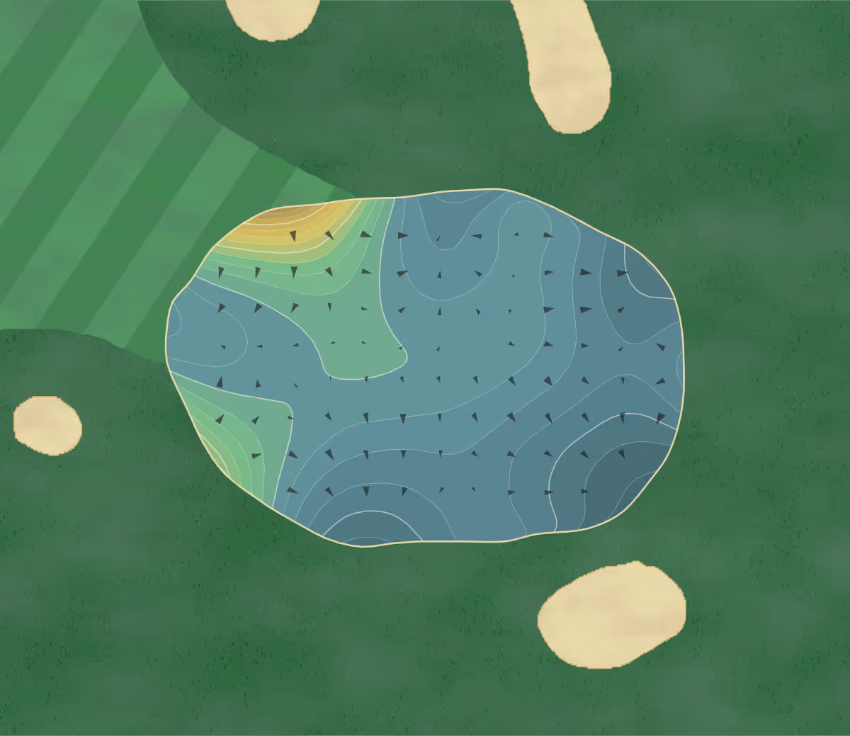 Green contour map of Sultan's in Jasper, Indiana — 347 elevation contours at a 3-inch interval with fall-line arrows, traced from 1-meter lidar