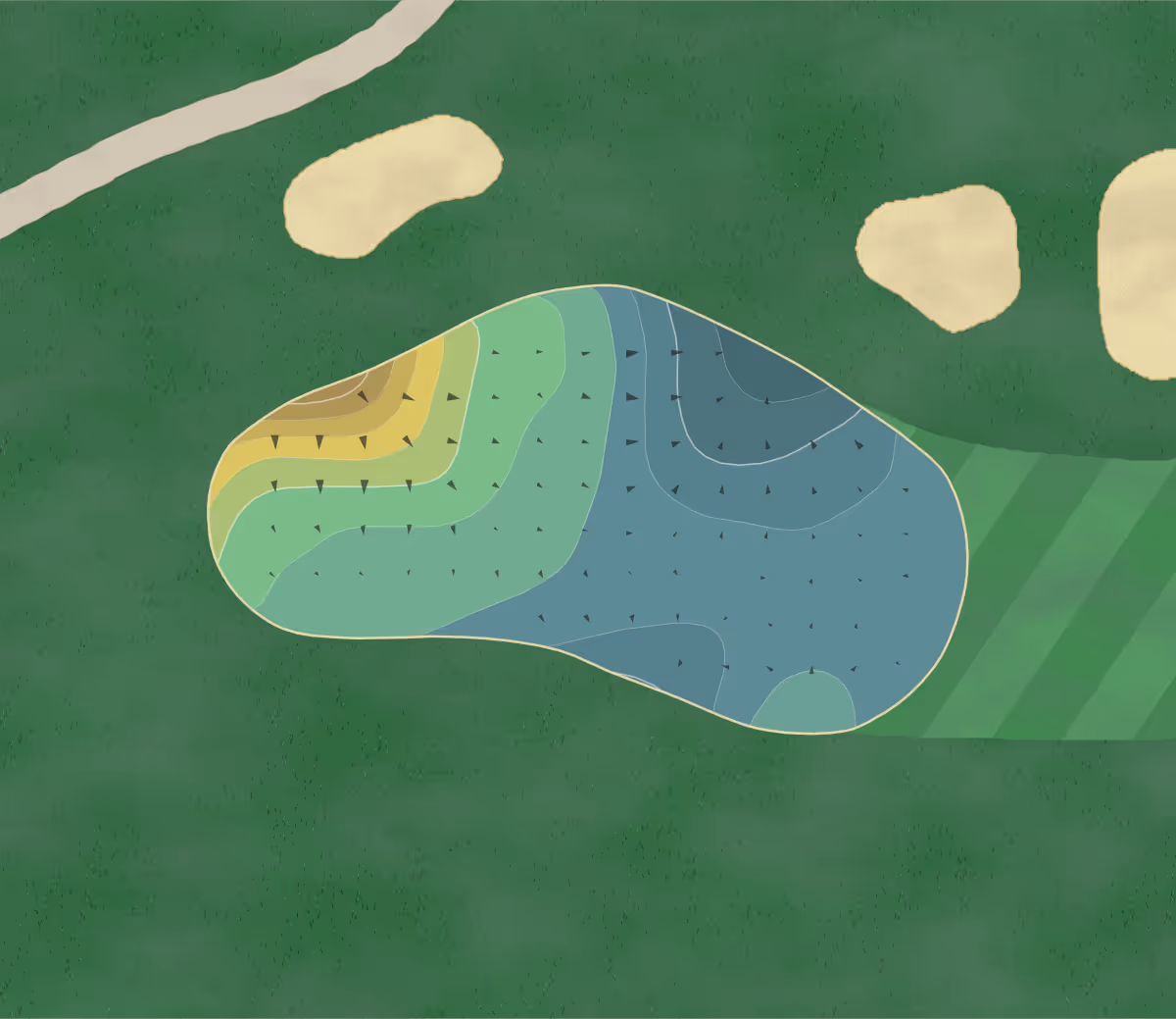 Green contour map of Sierra Pines in Roseville, California — 78 elevation contours at a 3-inch interval with fall-line arrows, traced from 1-meter lidar