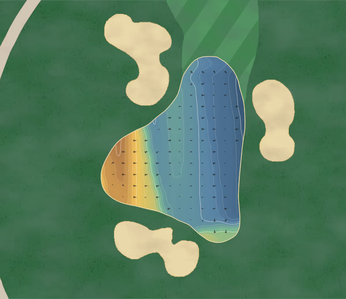 Green contour map of Sun Valley in Sun Valley, Idaho — 217 elevation contours at a 3-inch interval with fall-line arrows, traced from 1-meter lidar