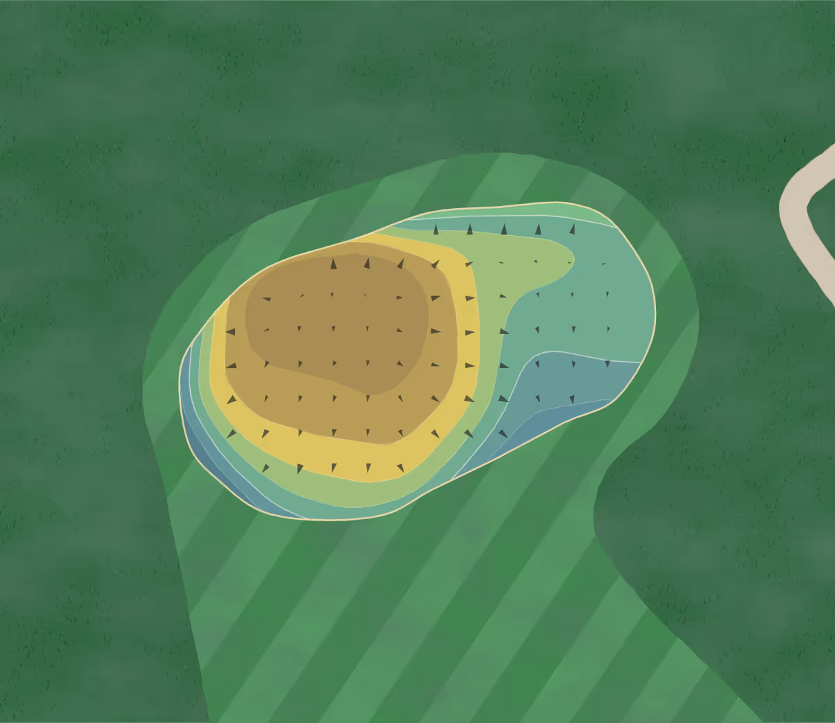 Green contour map of Sunnyside Country in Glasgow, Montana — 65 elevation contours at a 3-inch interval with fall-line arrows, traced from 1-meter lidar