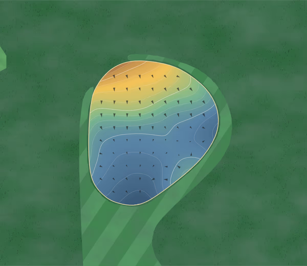 Green contour map of Sunrise Pointe in Storm Lake, Iowa: 97 elevation contours at a 3-inch interval with fall-line arrows, traced from 1-meter lidar