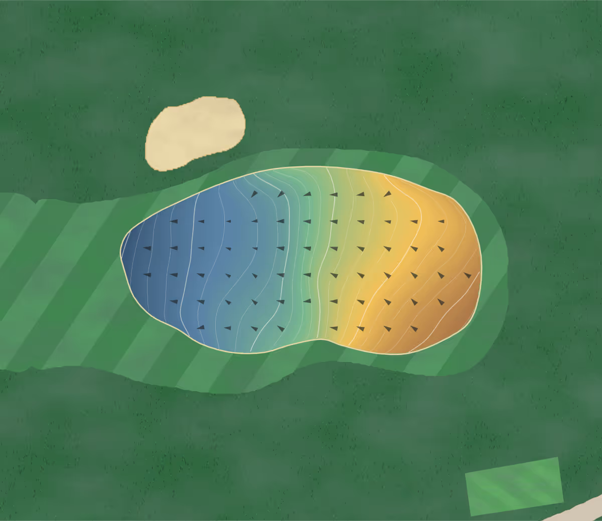 Green contour map of Sunset Cc in Sunset Hills, Missouri — 203 elevation contours at a 3-inch interval with fall-line arrows, traced from 1-meter lidar