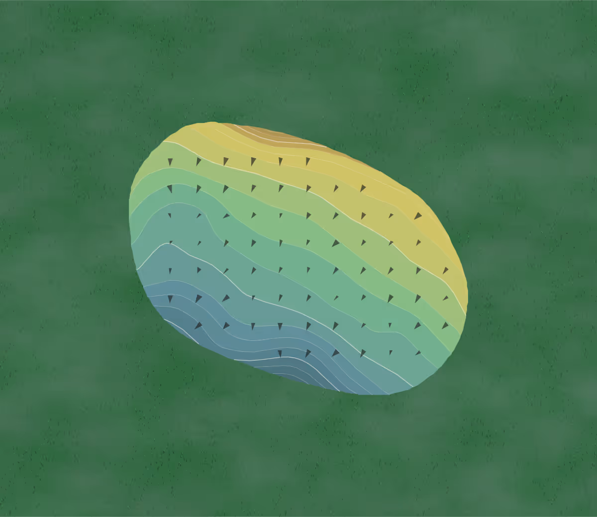 Green contour map of Sunset Hills Country Club in Edwardsville, Illinois — 210 elevation contours at a 3-inch interval with fall-line arrows, traced from 1-meter lidar