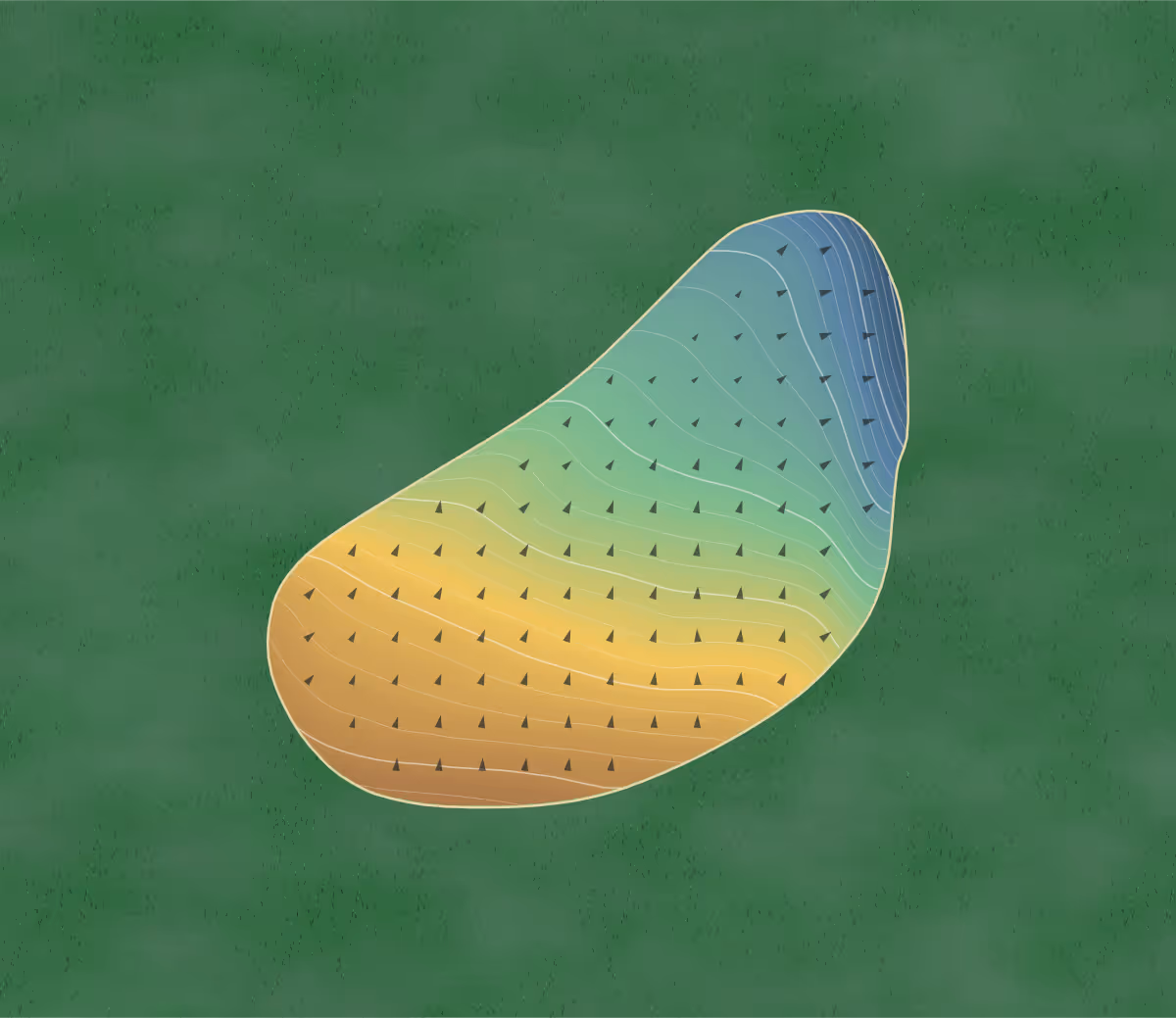 Green contour map of Sunset Hills in Guymon, Wisconsin — 132 elevation contours at a 3-inch interval with fall-line arrows, traced from 1-meter lidar