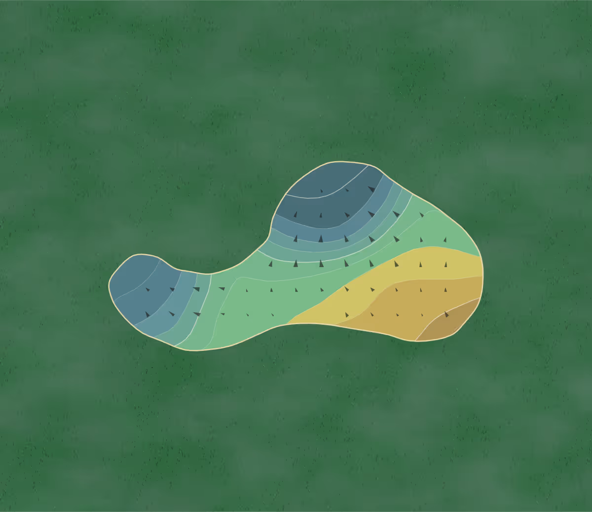 Green contour map of Sunset Landing in Huntsville, Alabama — 103 elevation contours at a 3-inch interval with fall-line arrows, traced from 1-meter lidar