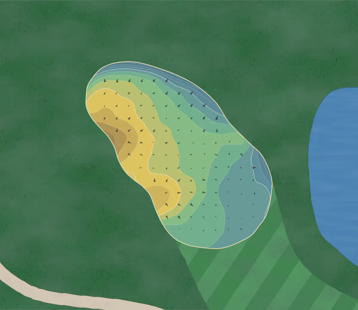 Green contour map of Swan Valley in Saginaw, Michigan — 169 elevation contours at a 3-inch interval with fall-line arrows, traced from 1-meter lidar