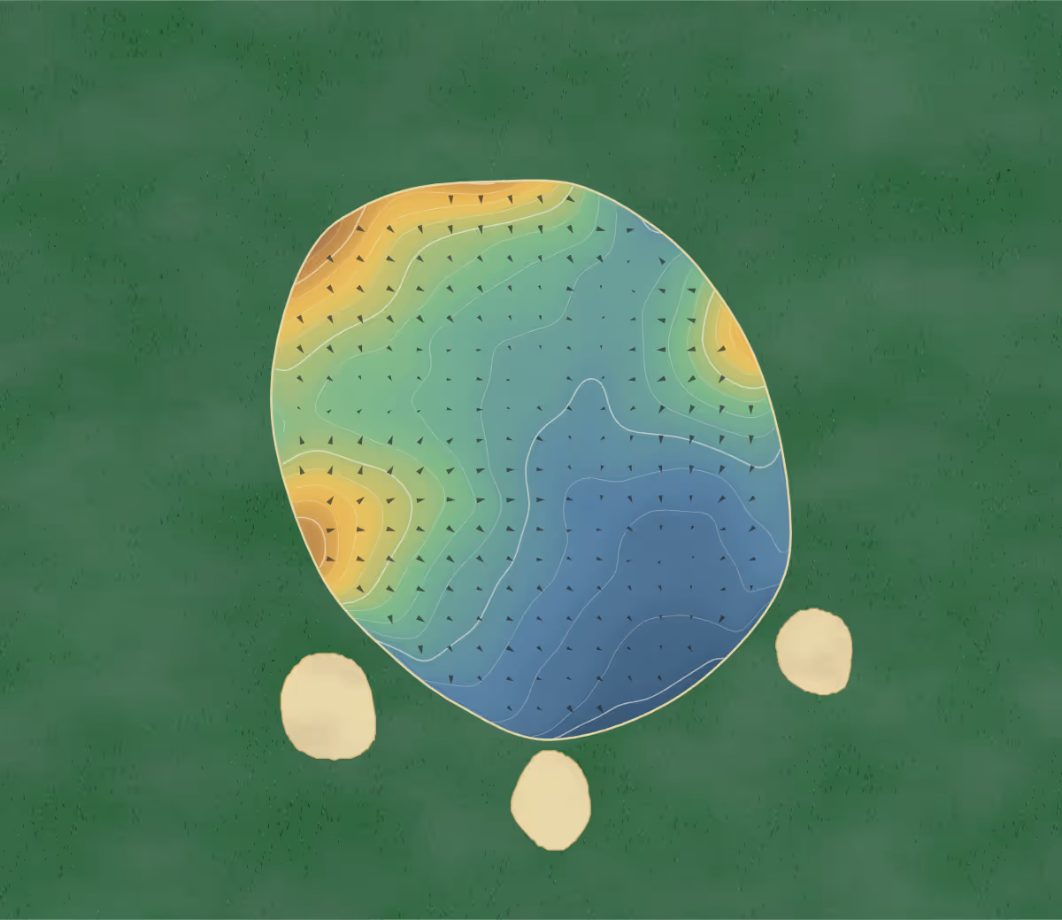 Green contour map of Swords Open in Co. Dublin, Ireland: 159 elevation contours at a 8-centimeter interval with fall-line arrows, traced from 1-meter lidar