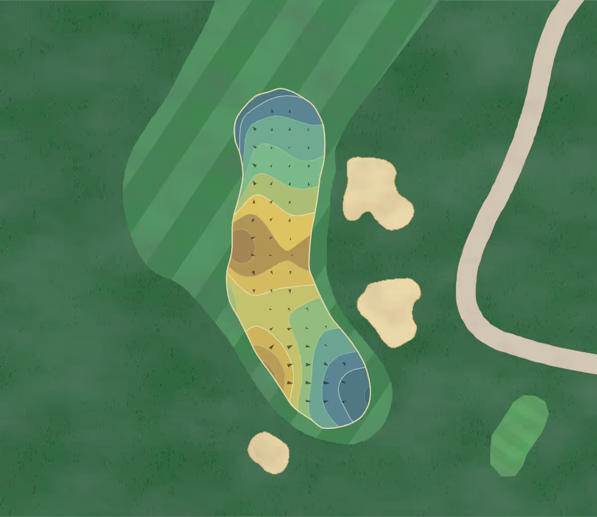 Green contour map of Sycamore Hills in Fort Wayne, Indiana — 191 elevation contours at a 3-inch interval with fall-line arrows, traced from 1-meter lidar