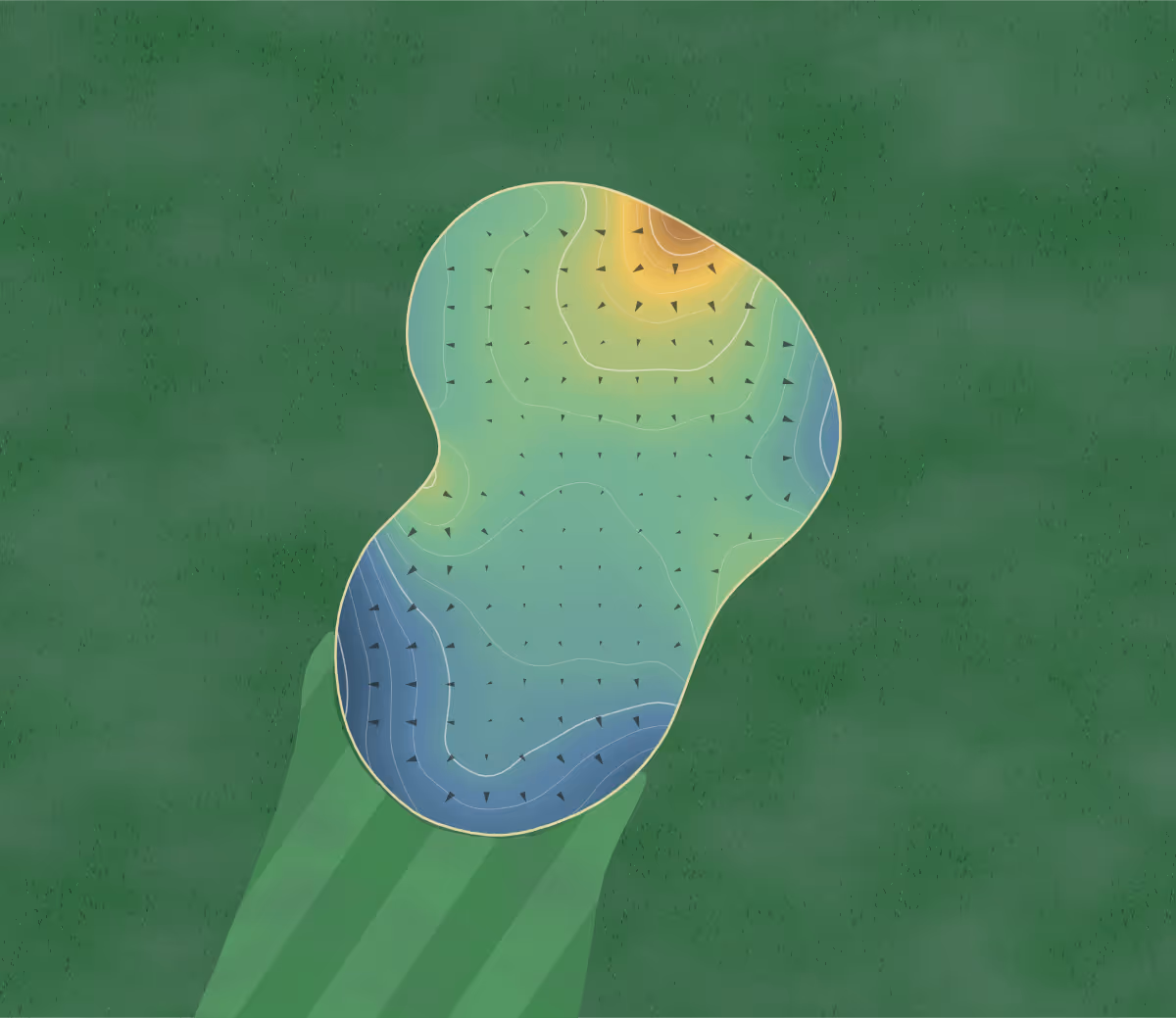 Green contour map of Sycamore Hills in Fremont, Ohio — 199 elevation contours at a 3-inch interval with fall-line arrows, traced from 1-meter lidar