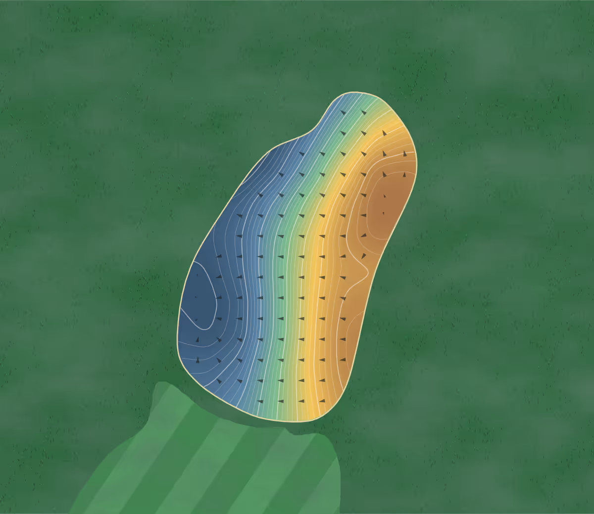 Green contour map of Taiheiyo Club in Ichihara, Japan: 256 elevation contours at a 8-centimeter interval with fall-line arrows, traced from 1-meter lidar