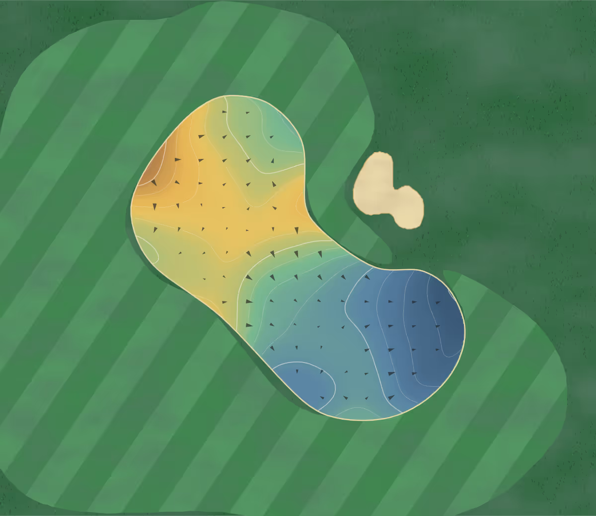 Green contour map of Talis Park in Naples, Florida: 154 elevation contours at a 3-inch interval with fall-line arrows, traced from 1-meter lidar